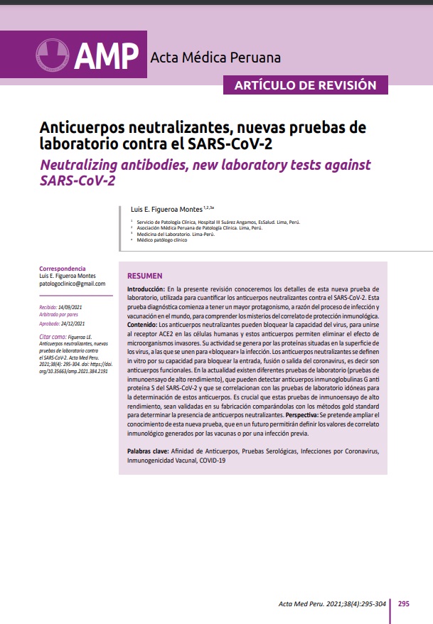 Anticuerpos neutralizantes, nuevas pruebas de laboratorio contra el SARS-CoV-2.