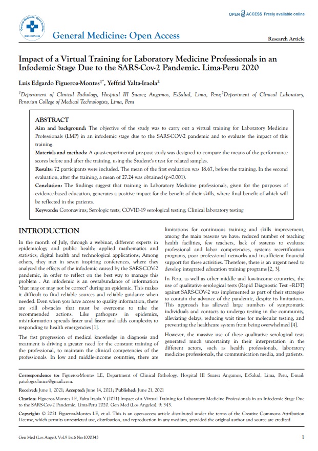 Impacto de una capacitación virtual para profesionales de Medicina de Laboratorio en etapa de infodemia por la pandemia SARS-Cov-2. Lima-Perú 2020