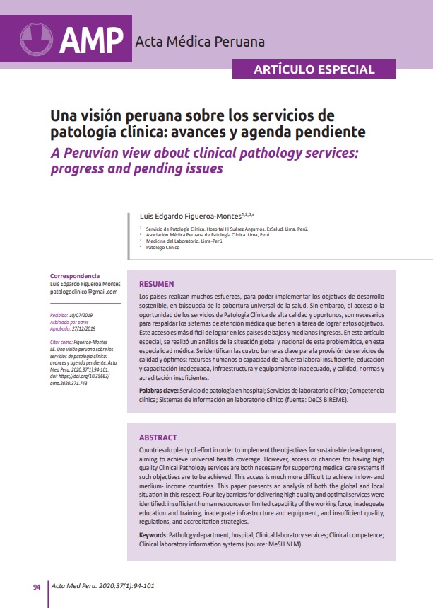 Una visión peruana sobre los servicios de patología clínica: avances y agenda pendiente