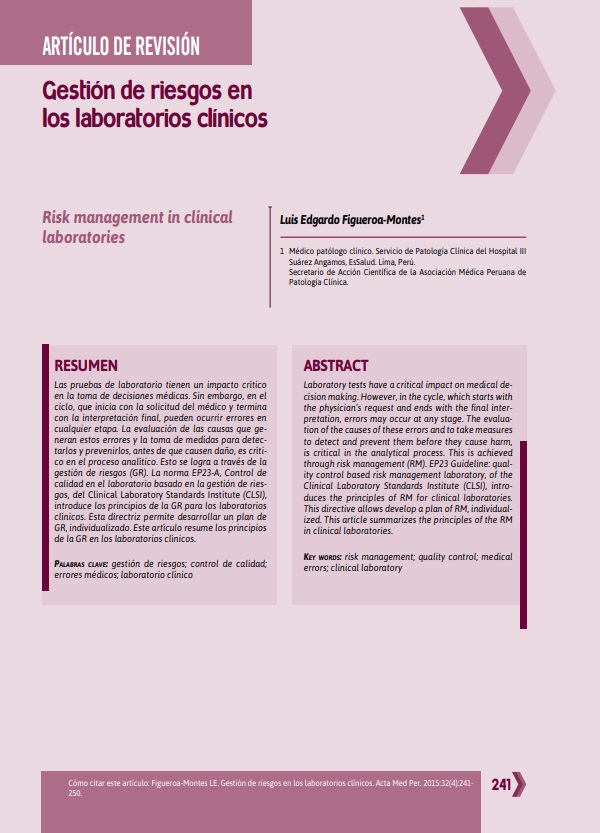 Gestión de riesgos en los laboratorios clínicos