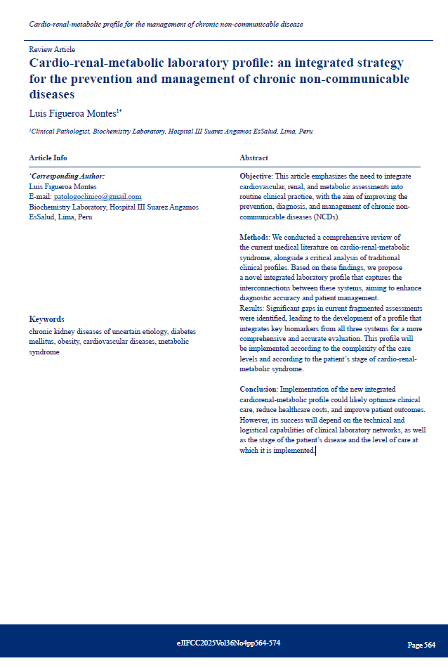 Cardio-renal-metabolic laboratory profile: an integrated strategy for the prevention and management of chronic non-communicable diseases